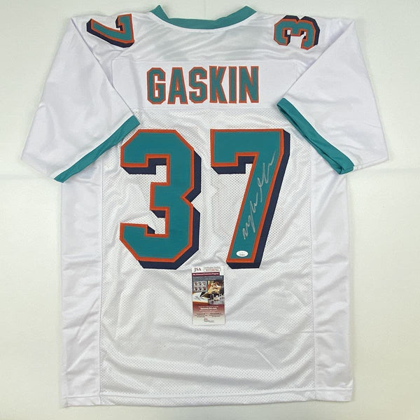 Autographed/Signed Myles Gaskin Miami White Football Jersey JSA COA