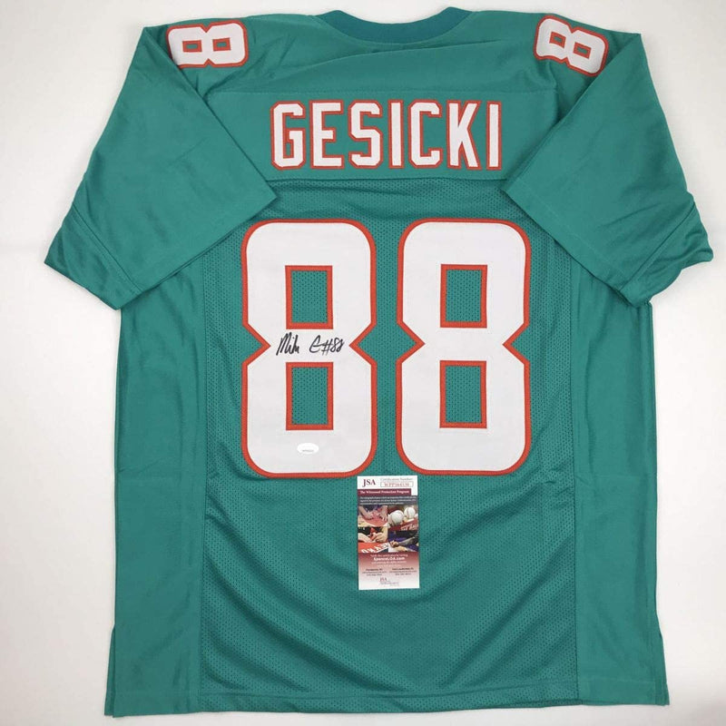 Autographed/Signed Mike Gesicki Miami Teal Football Jersey JSA COA