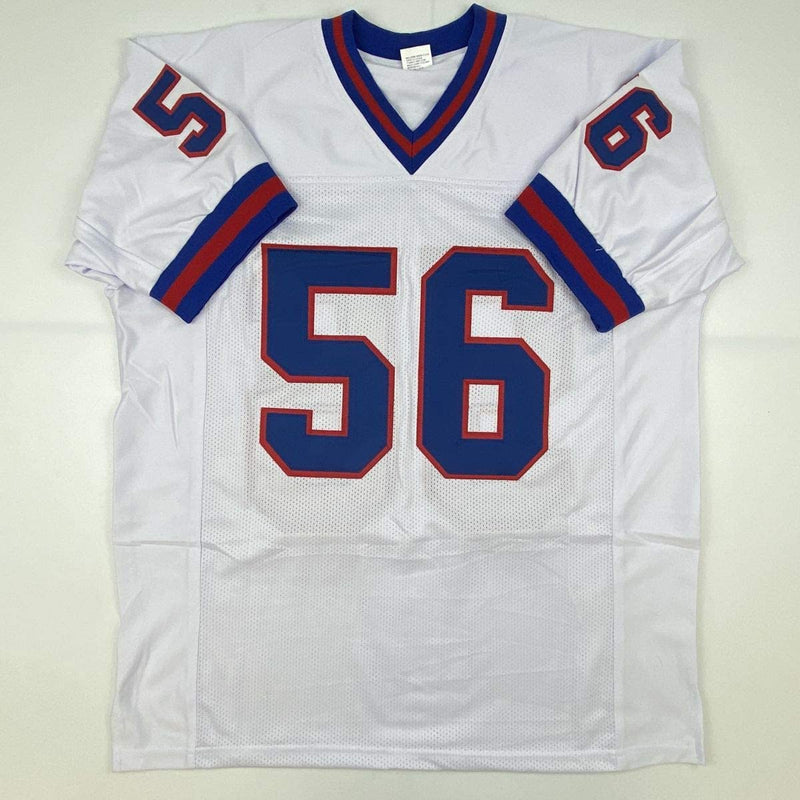 Autographed/Signed Lawrence Taylor HOF 99 New York White Football Jersey JSA COA