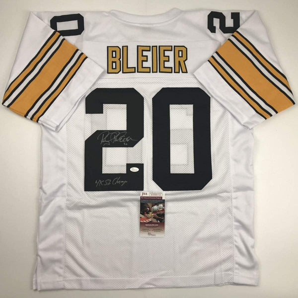 Autographed/Signed Rocky Bleier 4x SB Champ Pittsburgh White Football Jersey JSA COA