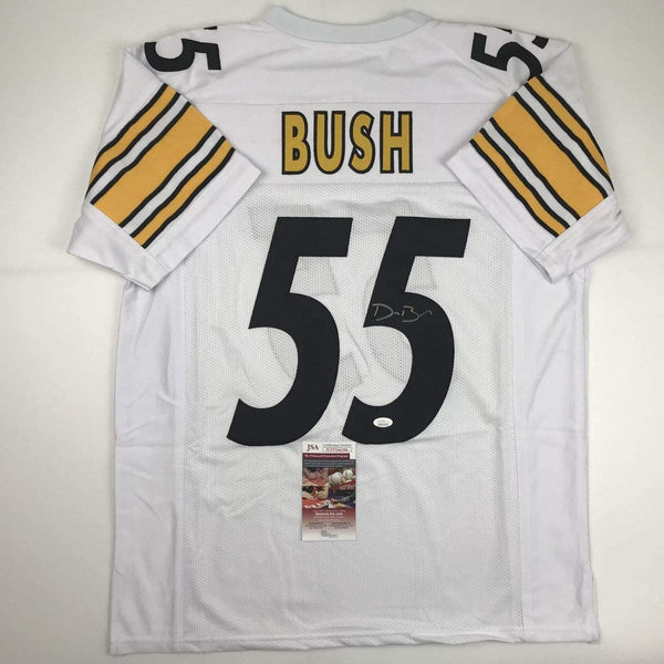 Autographed/Signed Devin Bush Pittsburgh White Football Jersey JSA COA