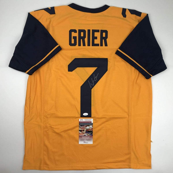 Autographed/Signed Will Grier West Virginia Yellow College Football Jersey JSA COA