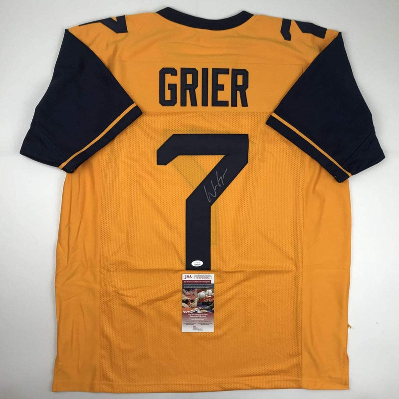 Autographed/Signed Will Grier West Virginia Yellow College Football Jersey JSA COA