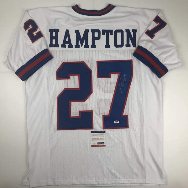 Autographed/Signed Rodney Hampton New York White Football Jersey PSA/DNA COA