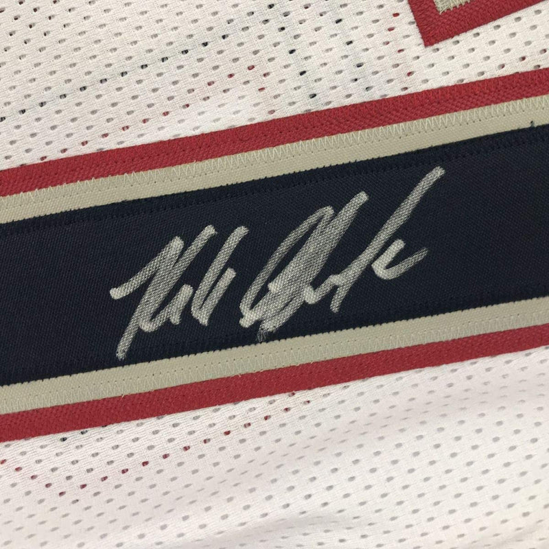 Autographed/Signed Rob Gronkowski New England White Football Jersey Beckett BAS COA