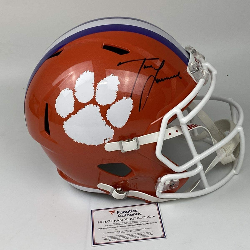 Autographed/Signed Trevor Lawrence Clemson Tigers Full Size FS F/S Replica College Football Helmet Fanatics COA