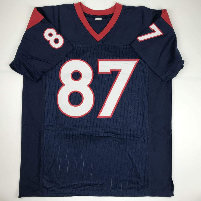 Autographed/Signed Demaryius Thomas Houston Blue Football Jersey JSA COA