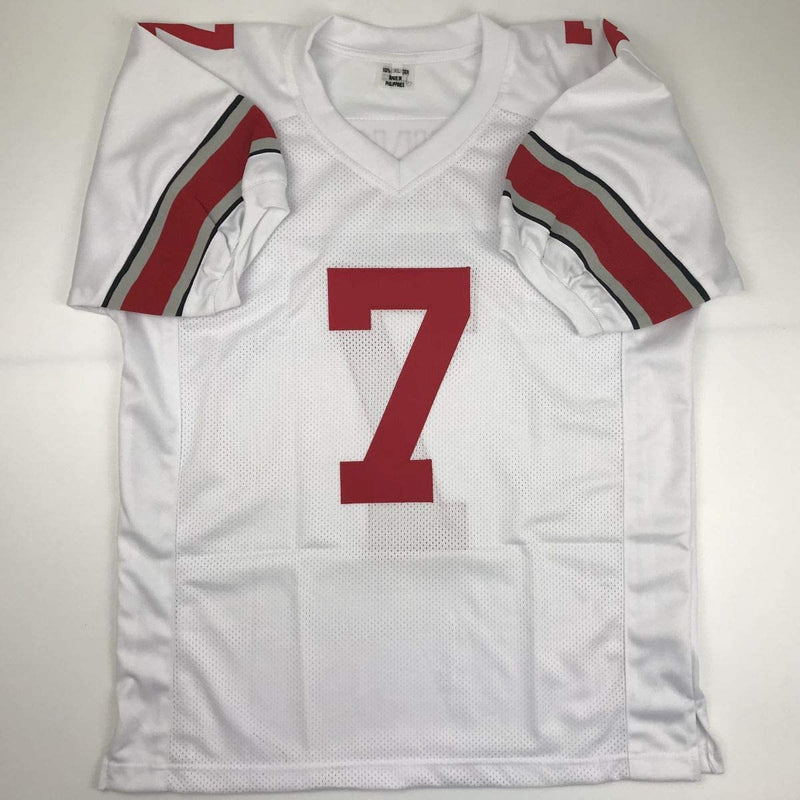 Autographed/Signed Dwayne Haskins Jr. Ohio State White College Football Jersey JSA COA