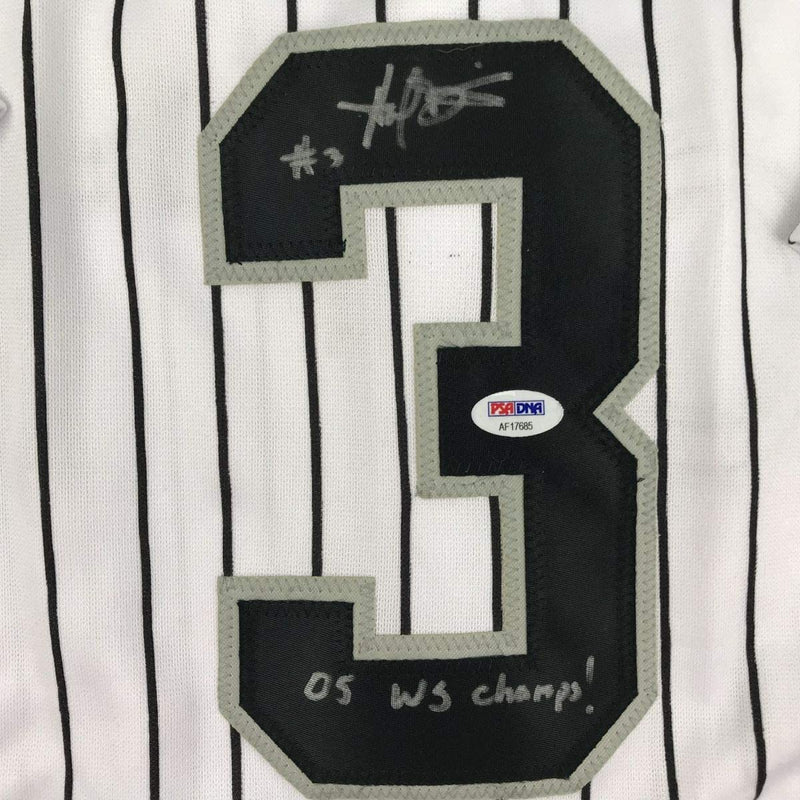 Autographed/Signed Harold Baines 05 WS Champs Chicago Pinstripe Baseball Jersey PSA/DNA COA