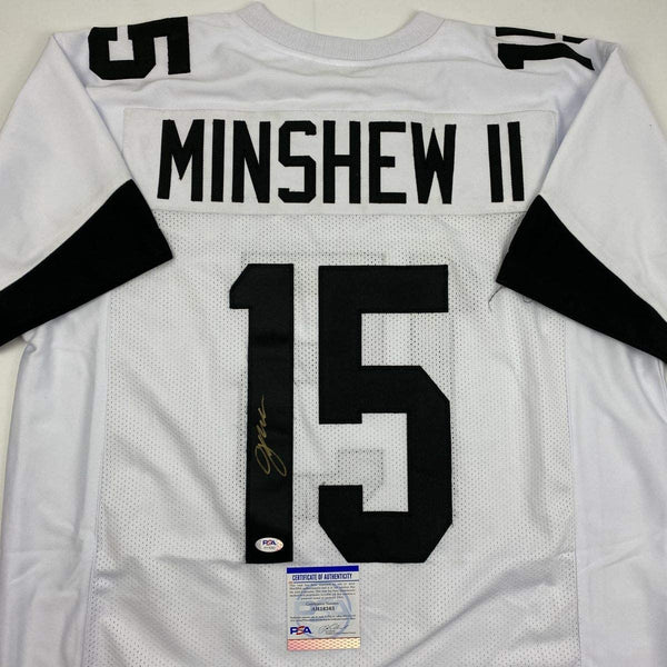 Autographed/Signed Gardner Minshew II Jacksonville White Football Jersey PSA/DNA COA