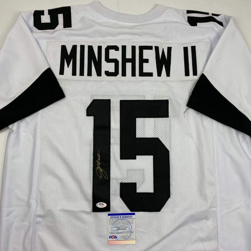 Autographed/Signed Gardner Minshew II Jacksonville White Football Jersey PSA/DNA COA