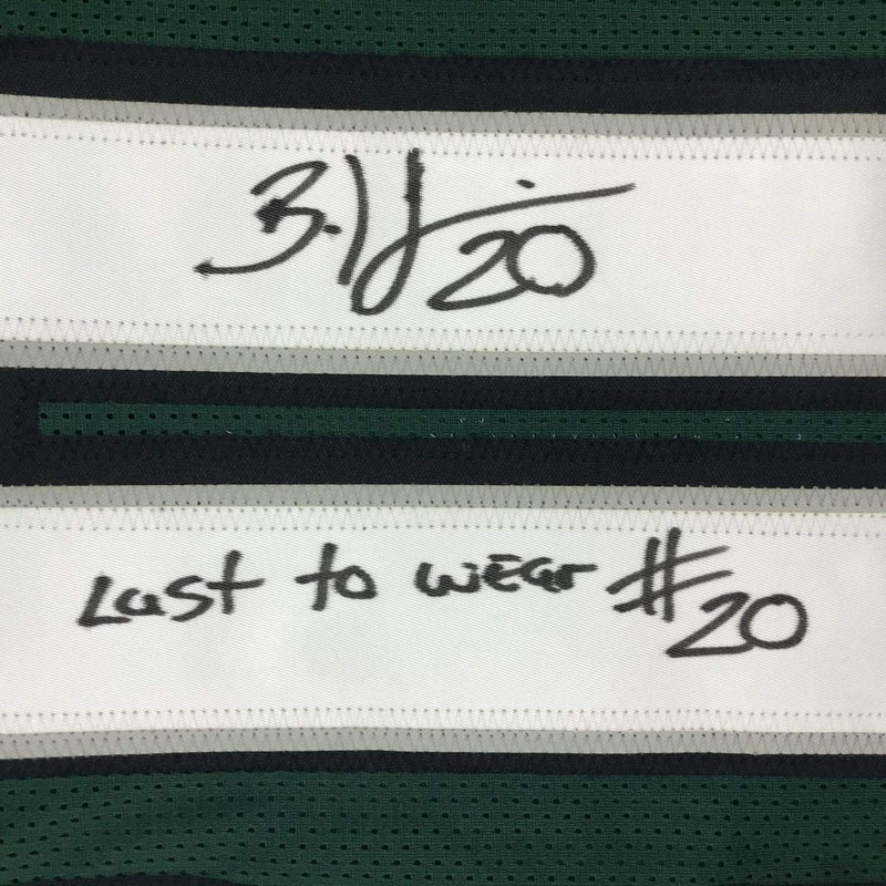 Autographed/Signed Brian Dawkins Inscribed Last To Wear #20 Philadelphia Green Football Jersey JSA COA