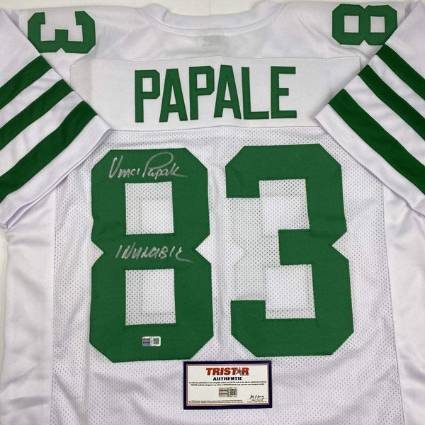 Autographed/Signed Vince Papale Invincible Philadelphia White Football Jersey Tristar COA