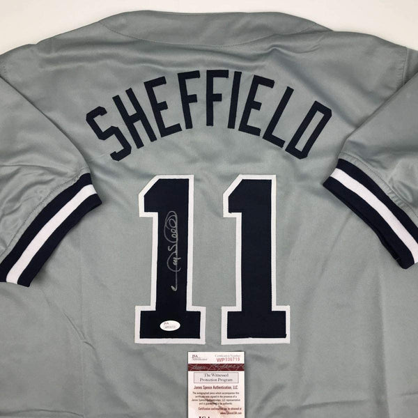 Autographed/Signed Gary Sheffield New York Grey Baseball Jersey JSA COA