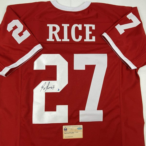 Autographed/Signed Ray Rice Rutgers Red College Football Jersey Steiner Sports COA