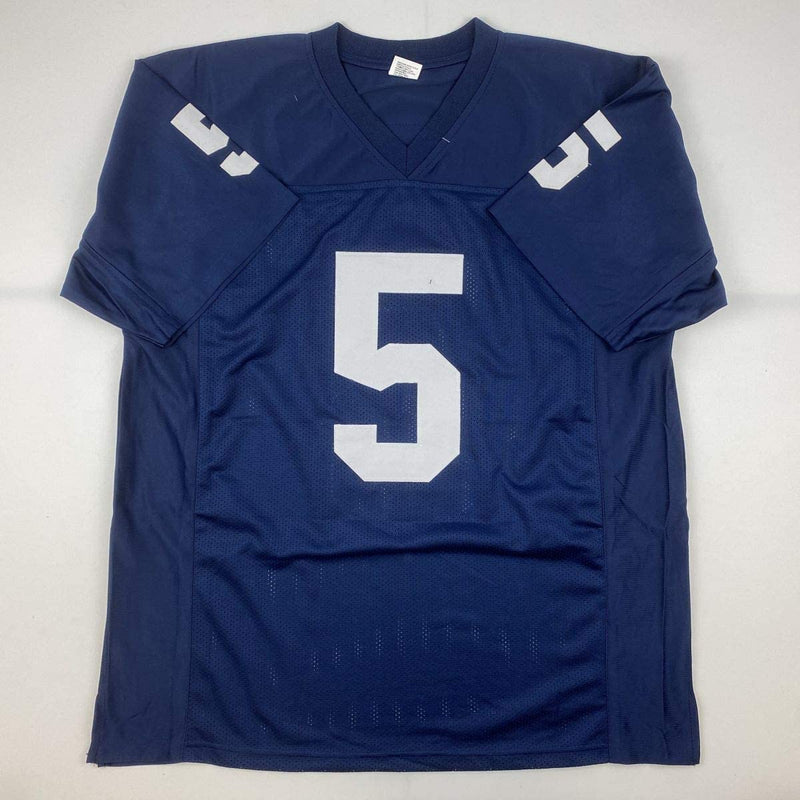 Autographed/Signed Paul Hornung Notre Dame Blue College Football Jersey JSA COA