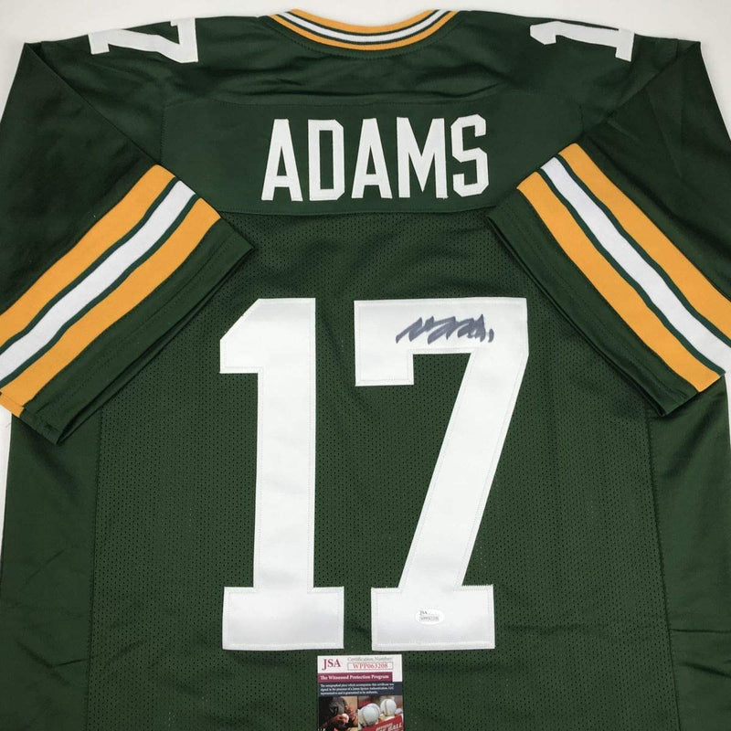 Autographed/Signed Davante Adams Green Bay Green Football Jersey JSA COA #2