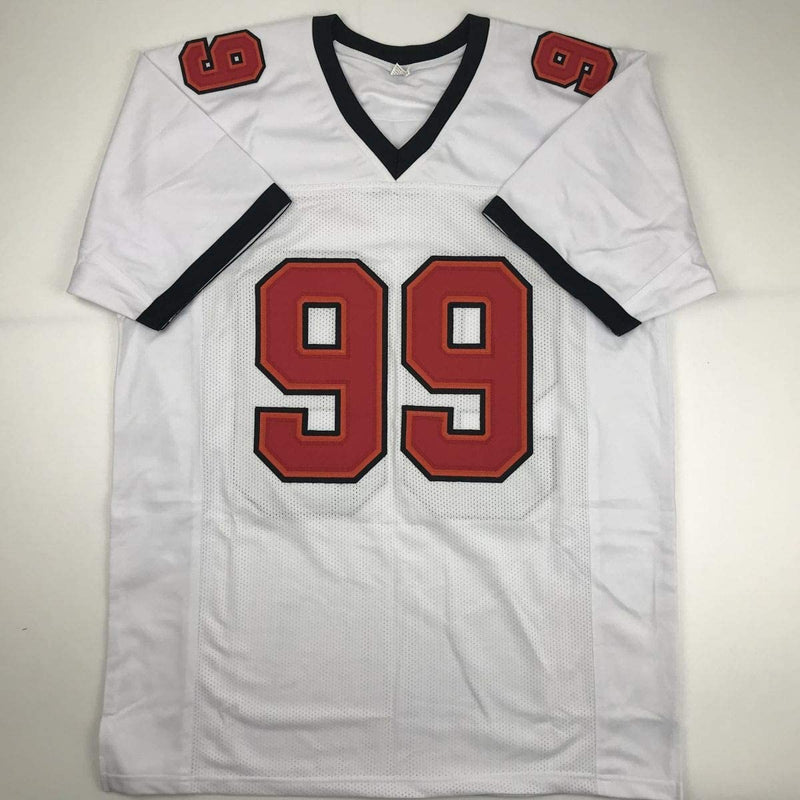 Autographed/Signed Warren Sapp Tampa Bay White Football Jersey JSA COA
