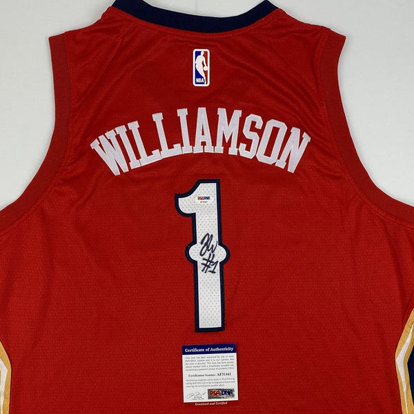 Autographed/Signed Zion Williamson New Orleans Red Basketball Jersey PSA/DNA COA
