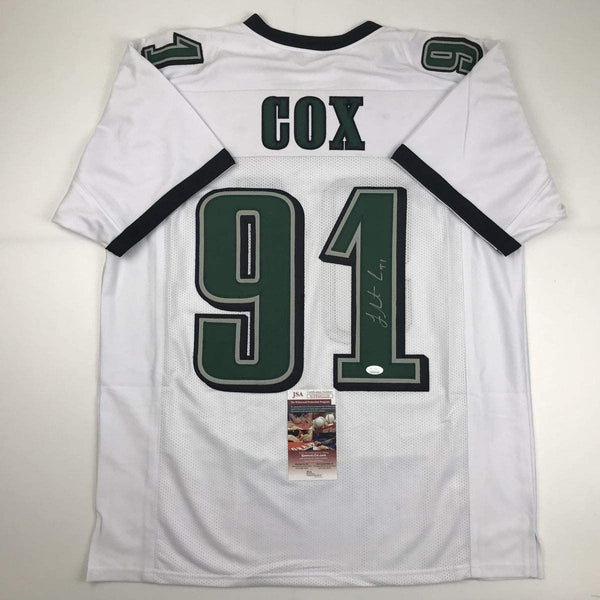 Autographed/Signed Fletcher Cox Philadelphia White Football Jersey JSA COA