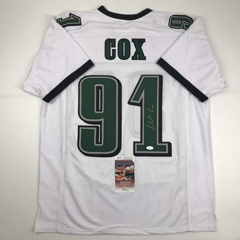 Autographed/Signed Fletcher Cox Philadelphia White Football Jersey JSA COA