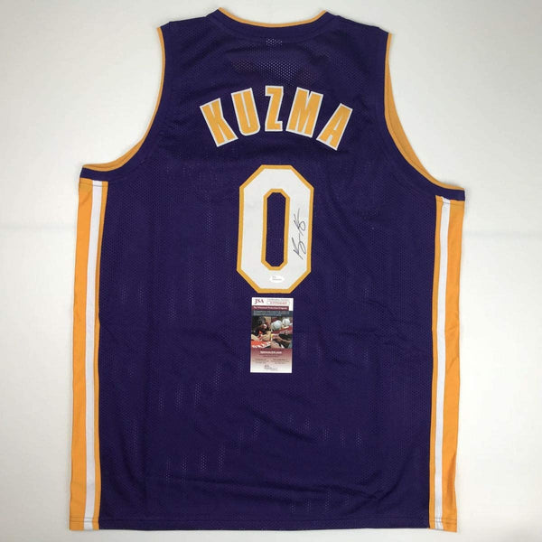Autographed/Signed Kyle Kuzma Los Angeles LA Purple Basketball Jersey JSA COA