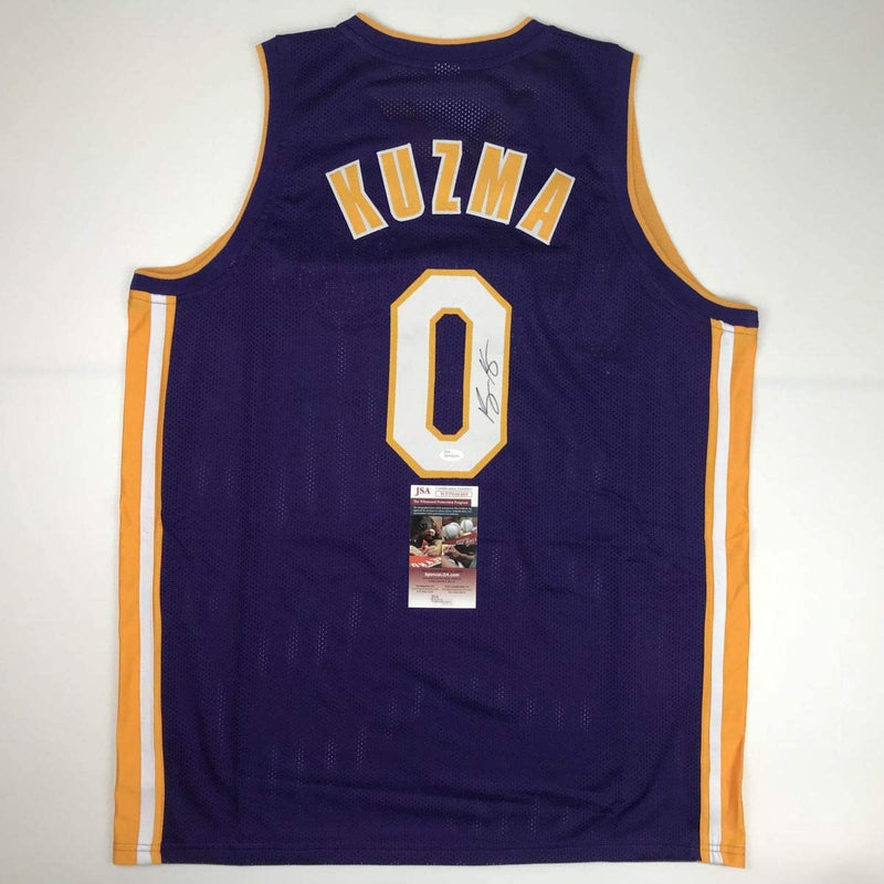 Autographed/Signed Kyle Kuzma Los Angeles LA Purple Basketball Jersey JSA COA