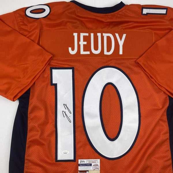 Autographed/Signed Jerry Jeudy Denver Orange Football Jersey JSA COA