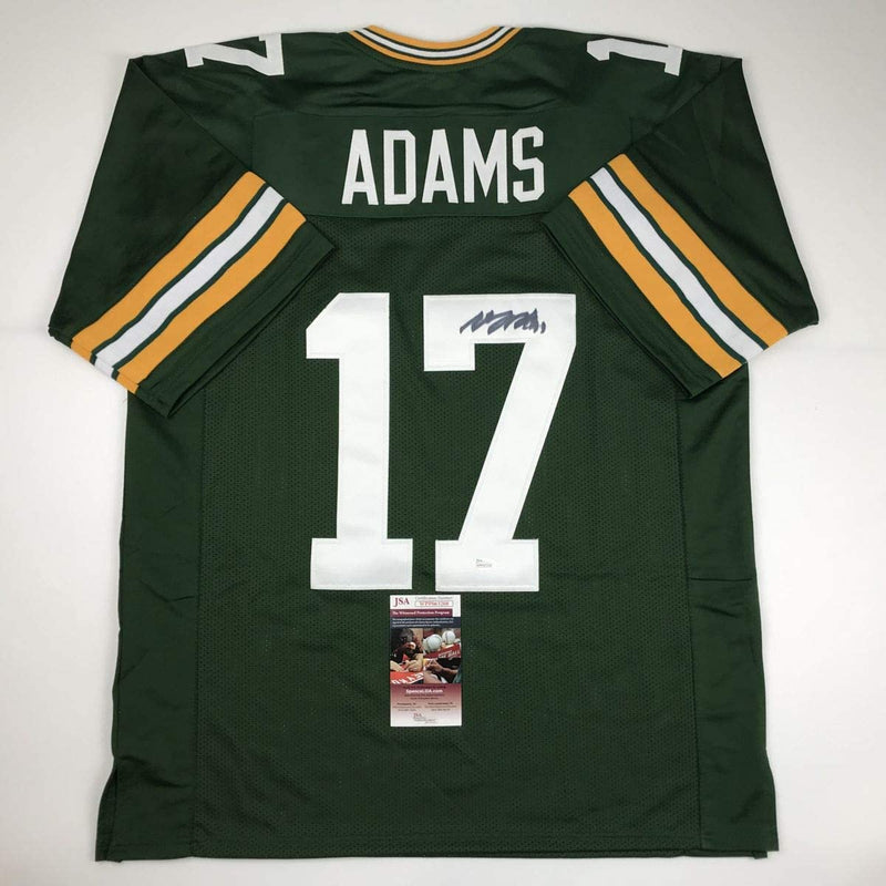 Autographed/Signed Davante Adams Green Bay Green Football Jersey JSA COA #2