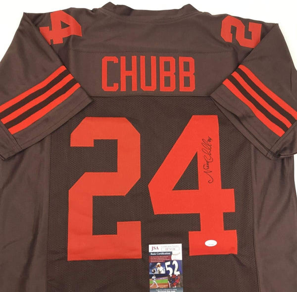 Autographed/Signed Nick Chubb Cleveland Color Rush Football Jersey JSA COA