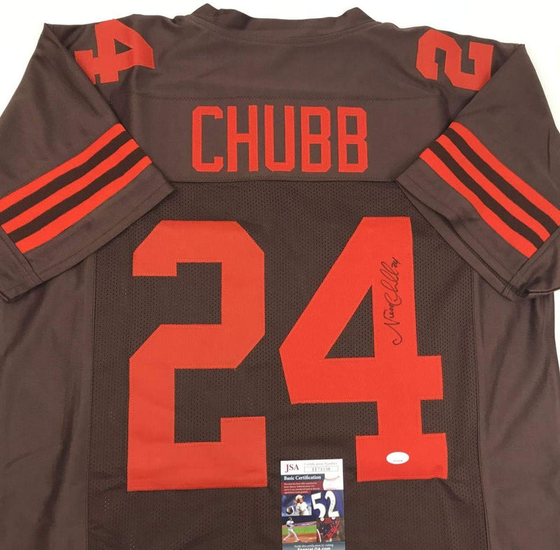 Autographed/Signed Nick Chubb Cleveland Color Rush Football Jersey JSA COA