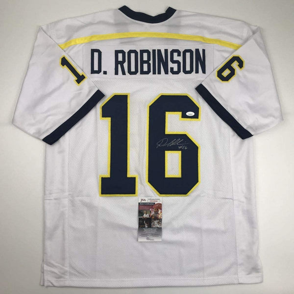 Autographed/Signed Denard Robinson Michigan White College Football Jersey JSA COA