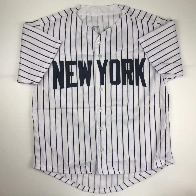 Autographed/Signed Gleyber Torres New York Pinstripe Baseball Jersey Beckett BAS COA