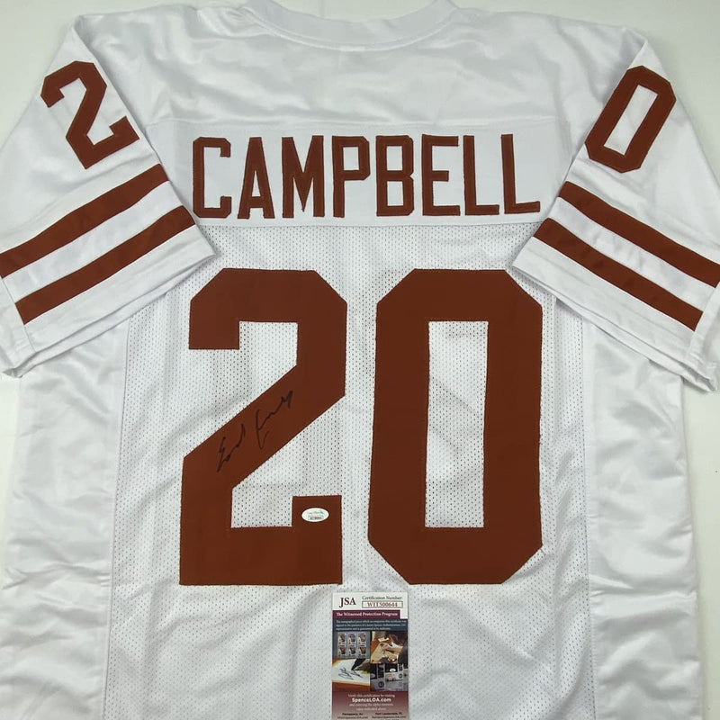 Autographed/Signed Earl Campbell Texas White College Football Jersey JSA COA