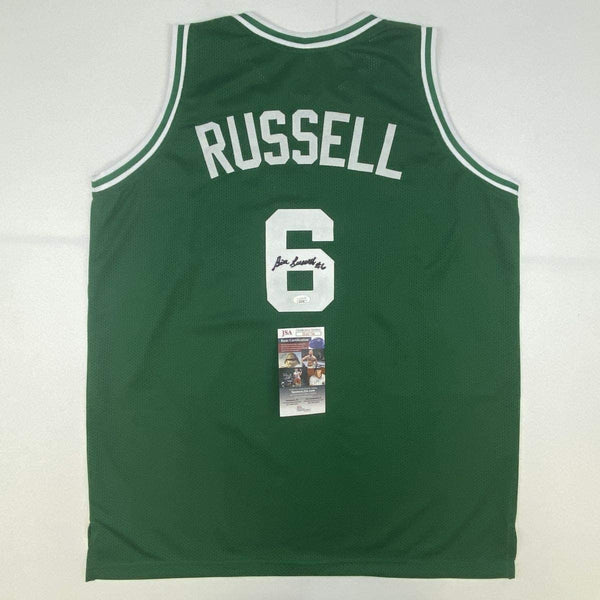 Autographed/Signed Bill Russell Boston Green Basketball Jersey JSA COA