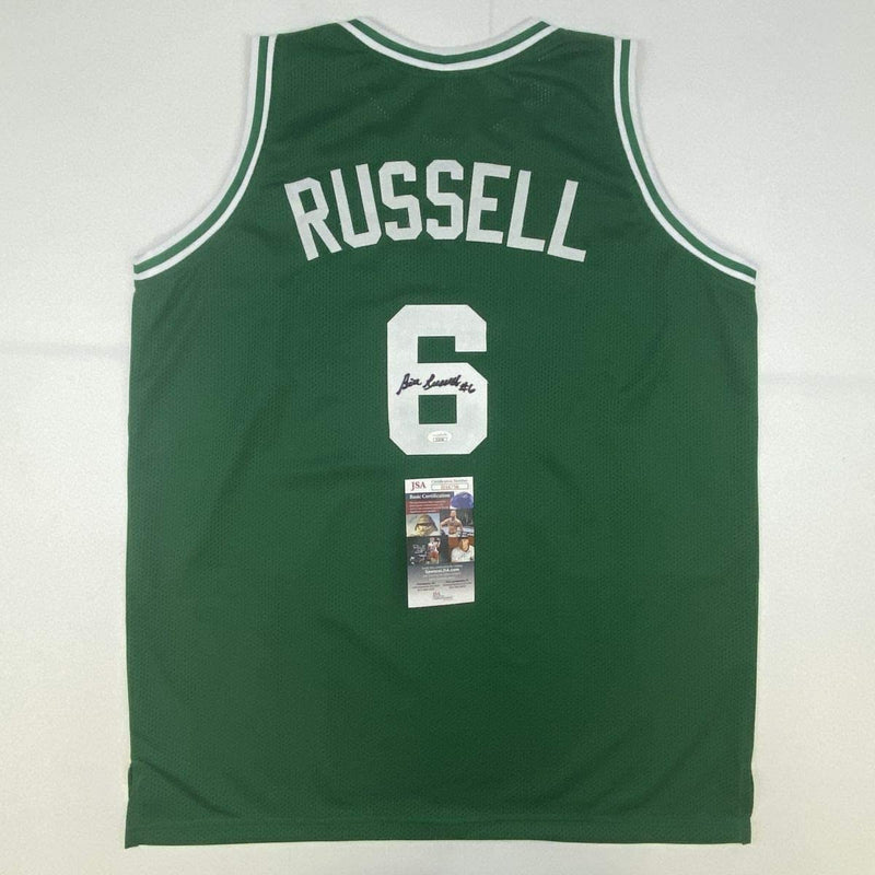 Autographed/Signed Bill Russell Boston Green Basketball Jersey JSA COA