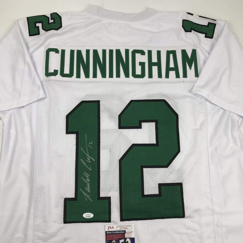 Autographed/Signed Randall Cunningham Philadelphia White Football Jersey JSA COA