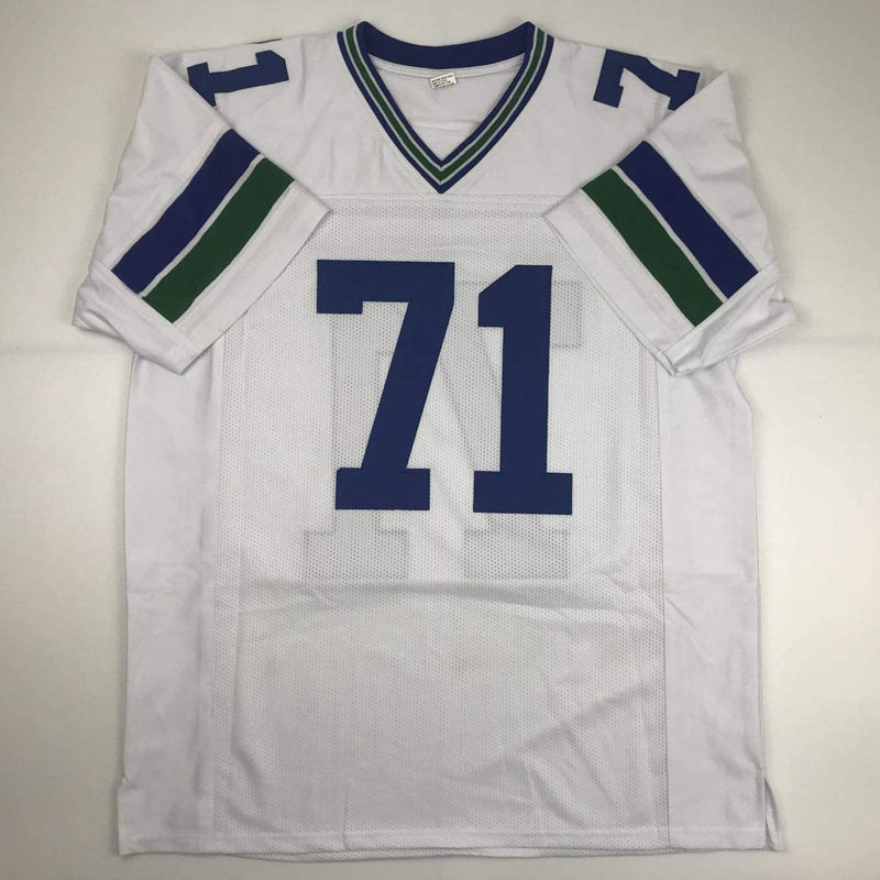 Autographed/Signed Walter Jones HOF 14 Seattle White Football Jersey JSA COA