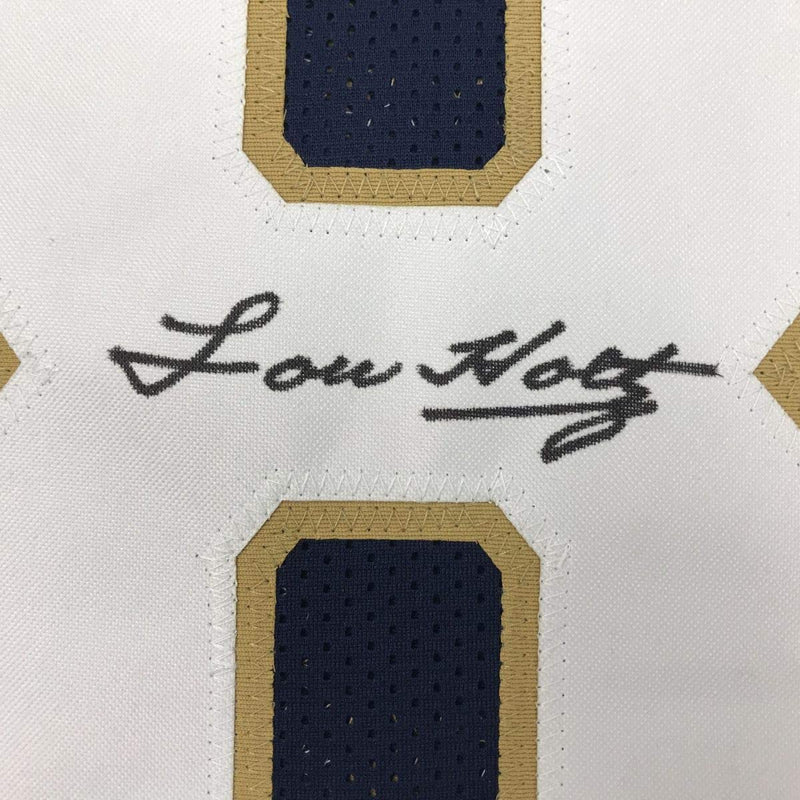 Autographed/Signed Lou Holtz 1988 National Champs Notre Dame Blue College Football Jersey JSA COA