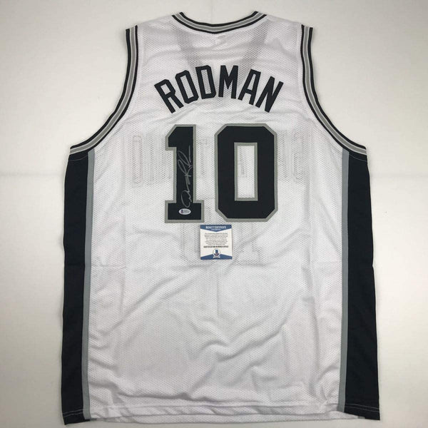 Autographed/Signed Dennis Rodman San Antonio White Basketball Jersey Beckett BAS COA