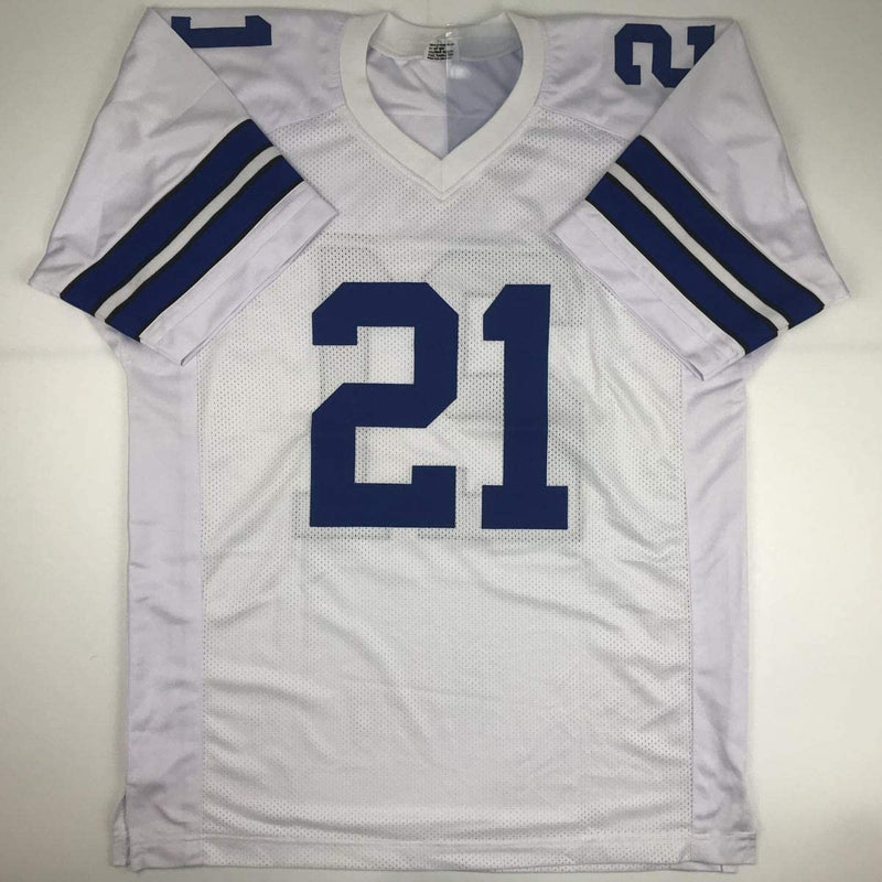 Autographed/Signed Ezekiel Elliott Dallas White Football Jersey PSA/DNA COA