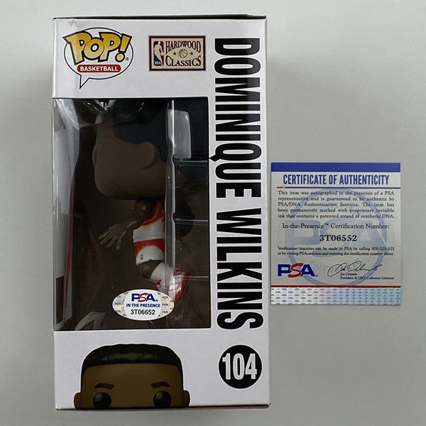 Autographed/Signed Dominque Wilkins Atlanta Hawks Funko Pop #104 Football Figurine Toy PSA/DNA COA