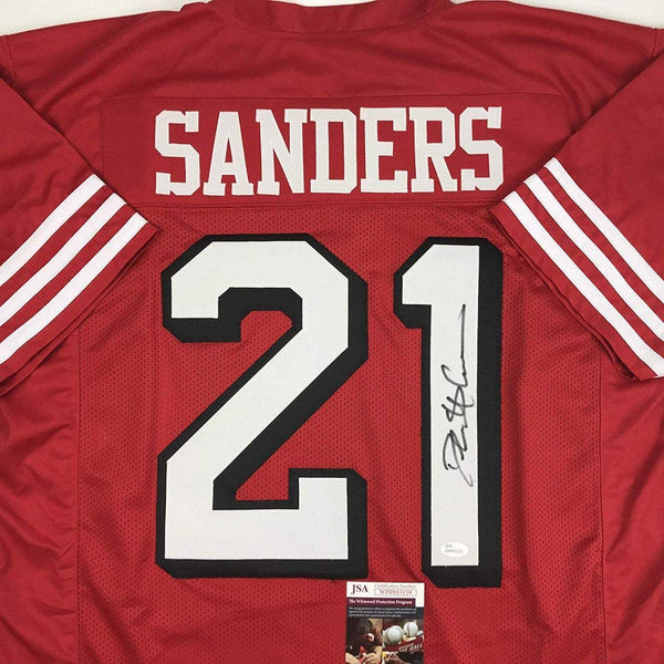 Autographed/Signed Deion Sanders San Francisco Red Football Jersey JSA COA