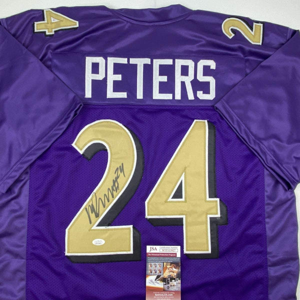 Autographed/Signed Marcus Peters Baltimore Color Rush Football Jersey JSA COA