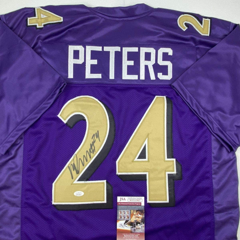 Autographed/Signed Marcus Peters Baltimore Color Rush Football Jersey JSA COA
