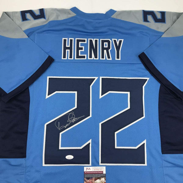 Autographed/Signed Derrick Henry Tennessee Titans Light Blue Football Jersey JSA COA