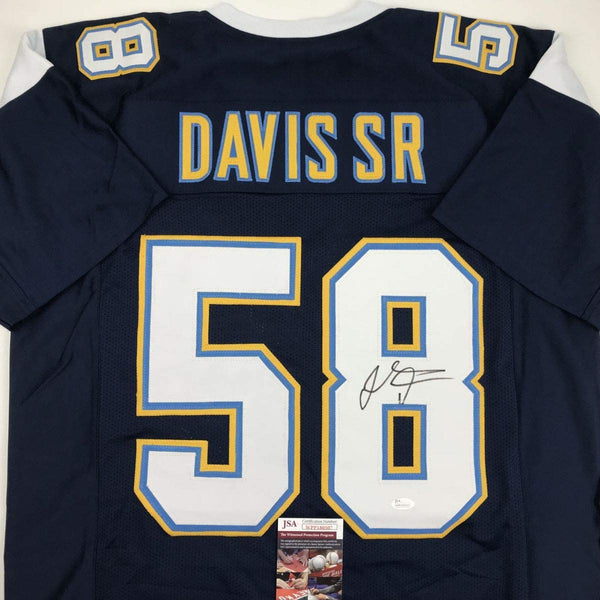 Autographed/Signed Thomas Davis Sr. Los Angeles LA Dark Blue Football Jersey JSA COA