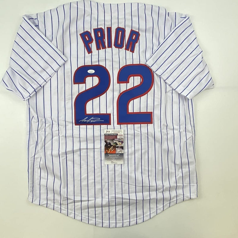 Autographed/Signed Mark Prior Chicago Pinstripe Baseball Jersey JSA COA