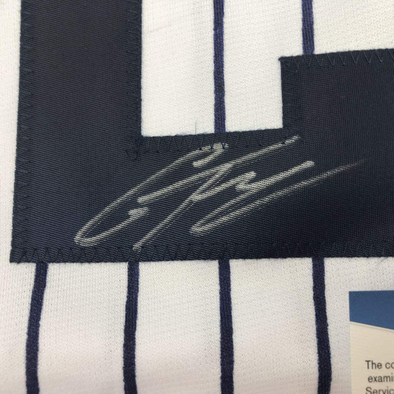 Autographed/Signed Gleyber Torres New York Pinstripe Baseball Jersey Beckett BAS COA