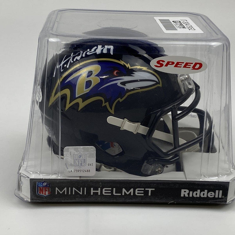 Autographed/Signed Mark Andrews Baltimore Ravens Mini Football Helmet Beckett BAS COA